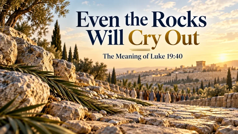 Illustration of stones and palm branches on the road to Jerusalem, with the title Even the Rocks Will Cry Out.